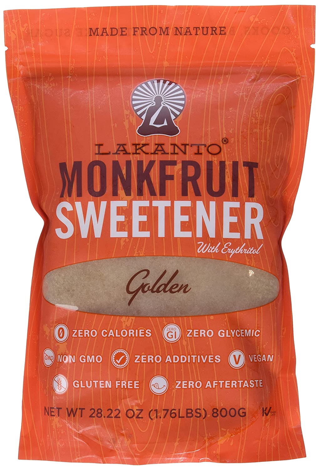 Lakanto + Monk Fruit Sweetener All Natural Sugar Substitute, 1.76 Pound