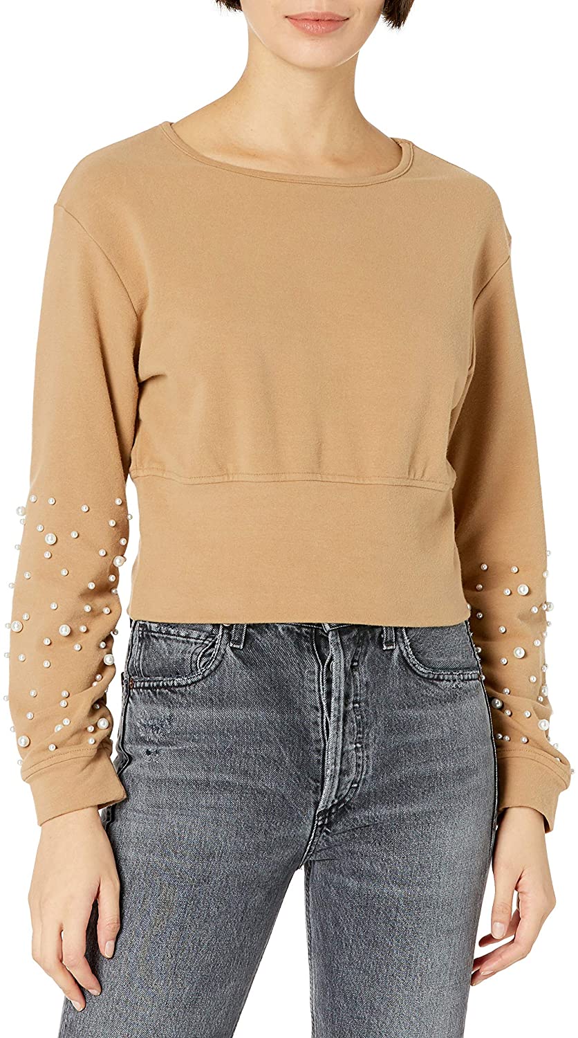Kendall & Kylie + Pearl Embellished Sweatshirt With Back Cut-out