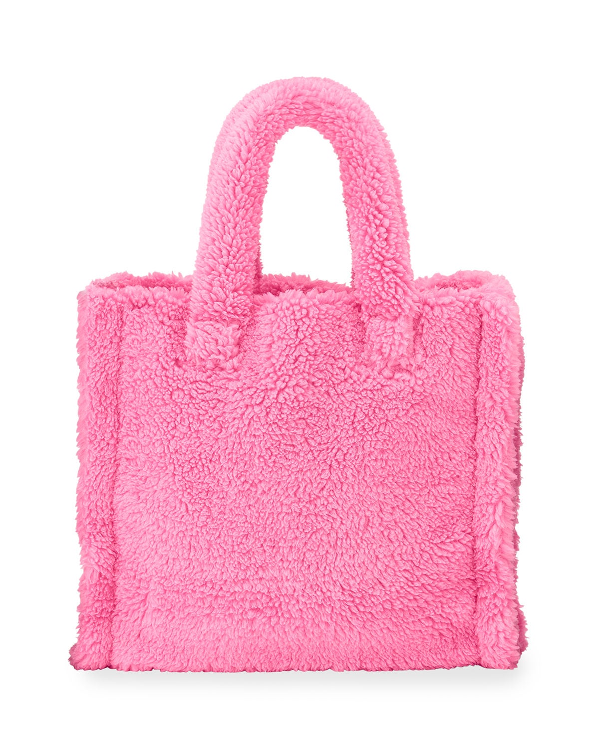 Coated Faux Fur Tote Bag in Fuchsia