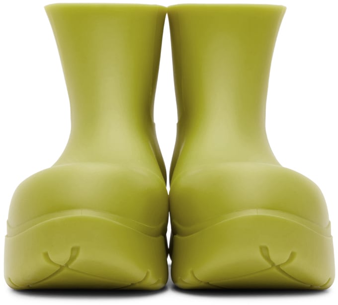Bottega Veneta Green Matte Puddle Chelsea Boots