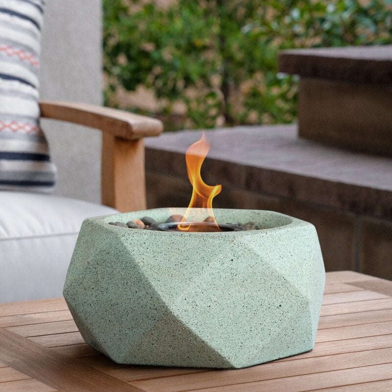Terra Flame + Geo Stone Gel Outdoor Tabletop Fireplace