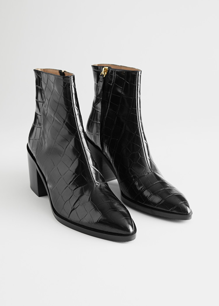 vintage foundry main croc embossed leather boot