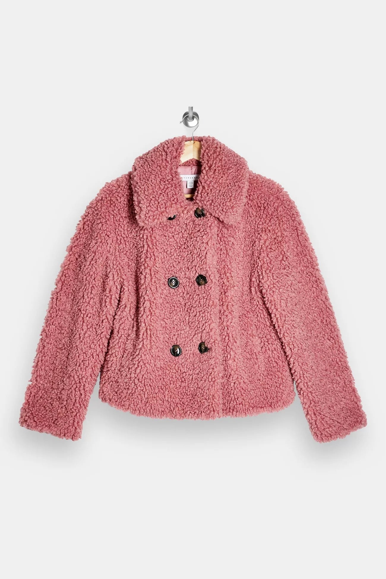 Topshop + Blush Pink Cropped Borg Coat
