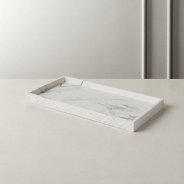 CB2 + Santi White Marbleized Tray