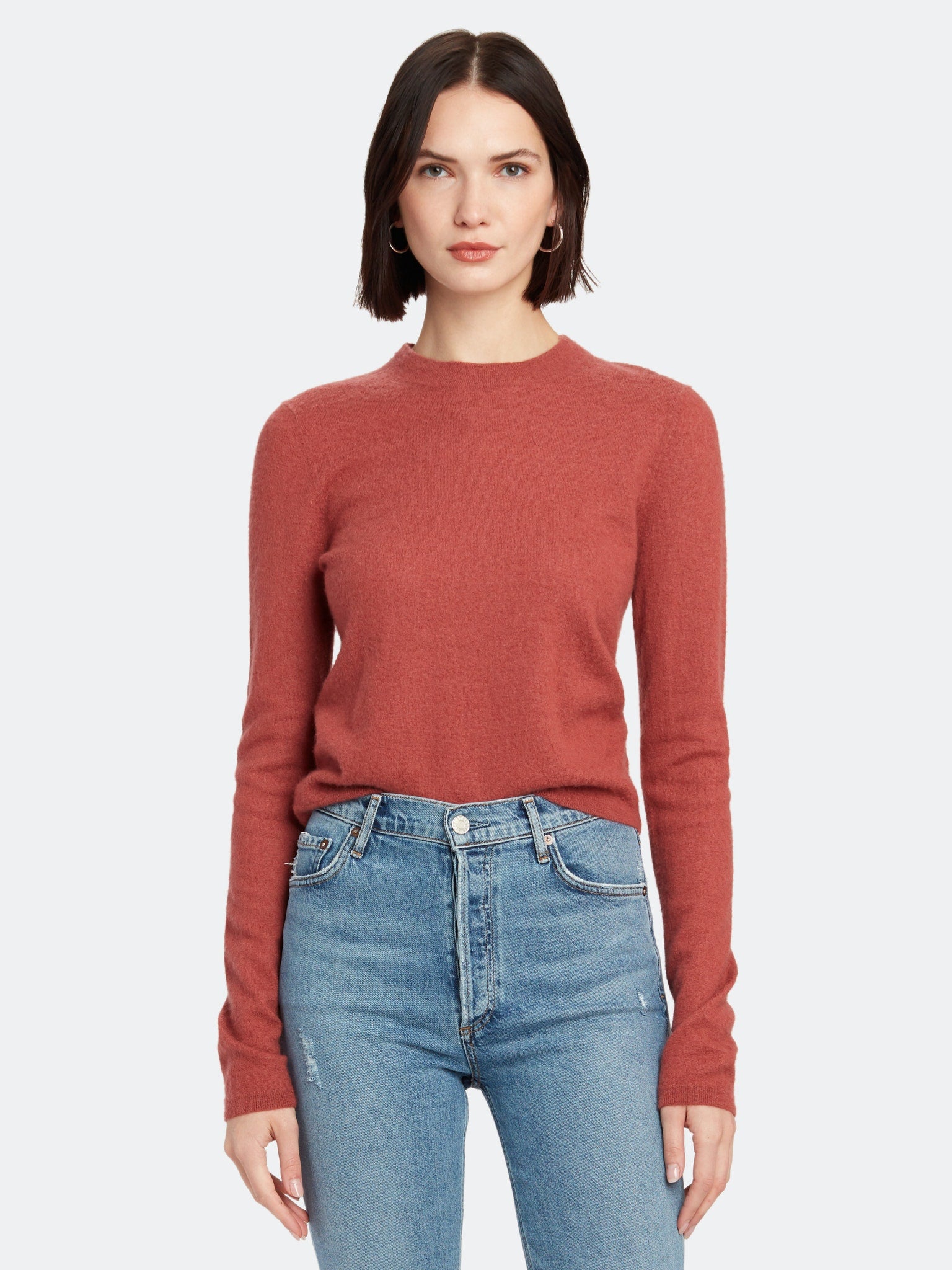 Vince + Fitted Cashmere Crewneck Sweater
