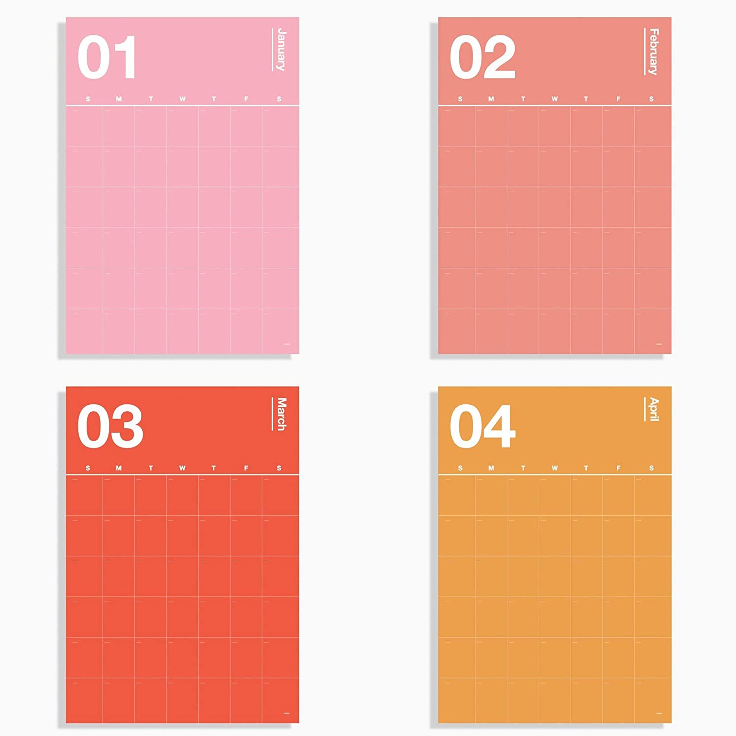 Poketo + Colorful Open Dated Spectrum Poster Calendar