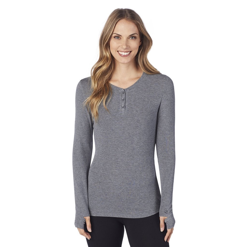 Cuddl Duds + Softwear With Stretch Ribbed Long Sleeve Henley