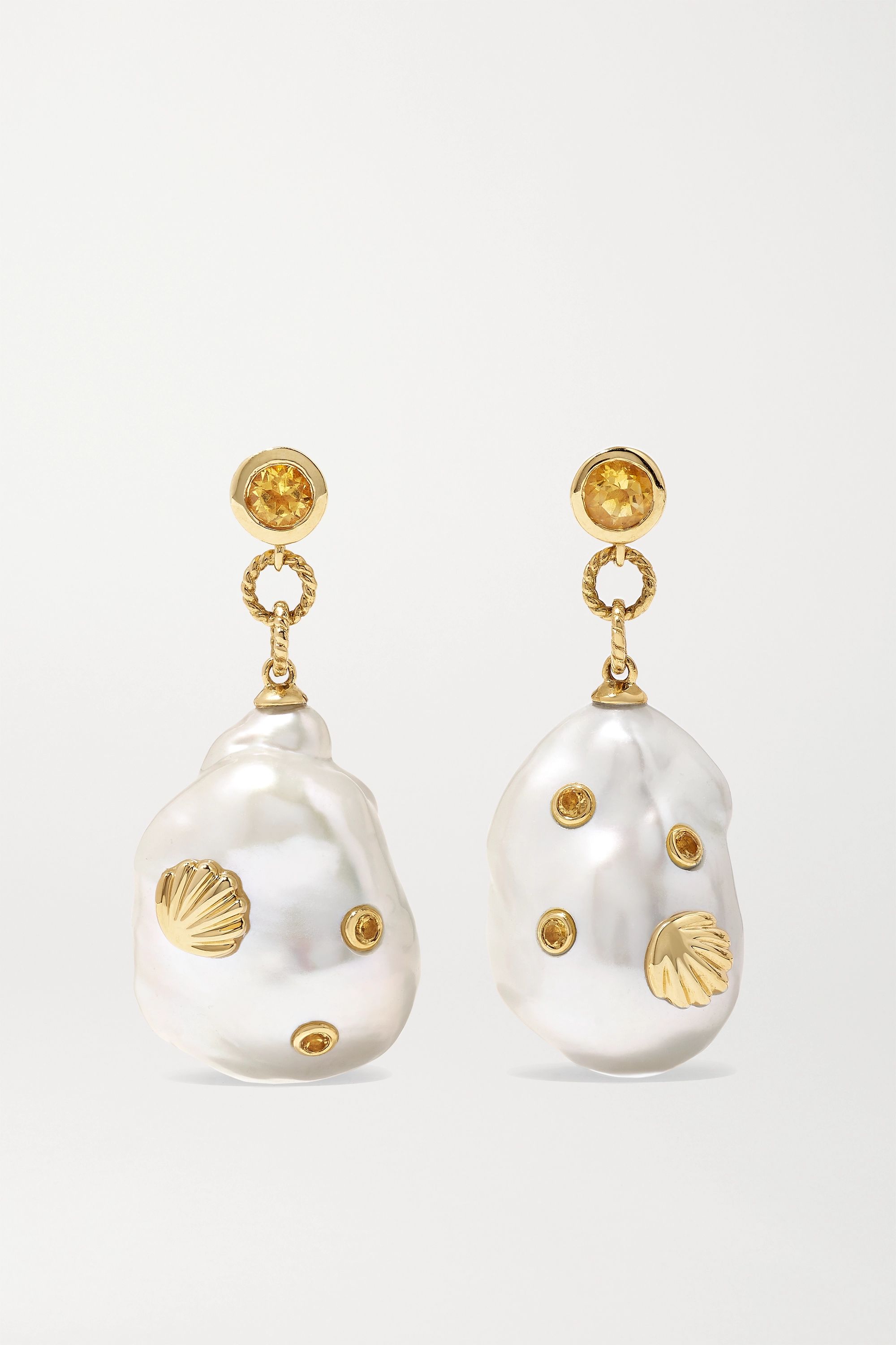 Yvonne Léon + 9-karat gold, pearl and citrine earrings