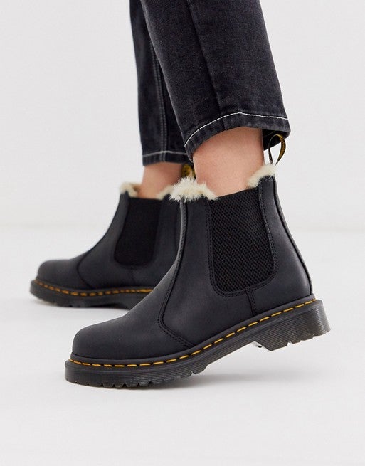 Dr. Martens + 2976 Leonore lined leather ankle boots in black