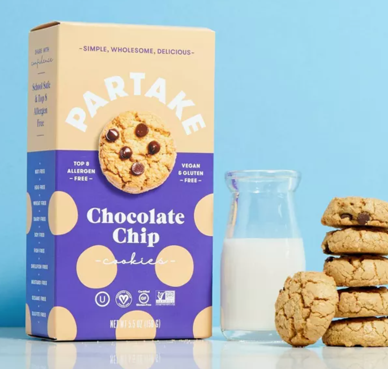 Partake Gluten Free Vegan Chocolate Chip Cookies 5 5oz partake-gluten-free-vegan-chocolate-chip-cookies-5-5oz