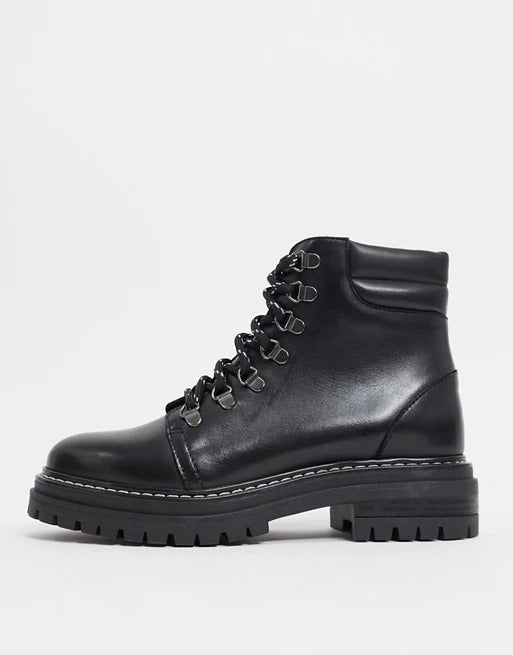 Whistles + Whistles Amber Lace Up Leather Boots In Black