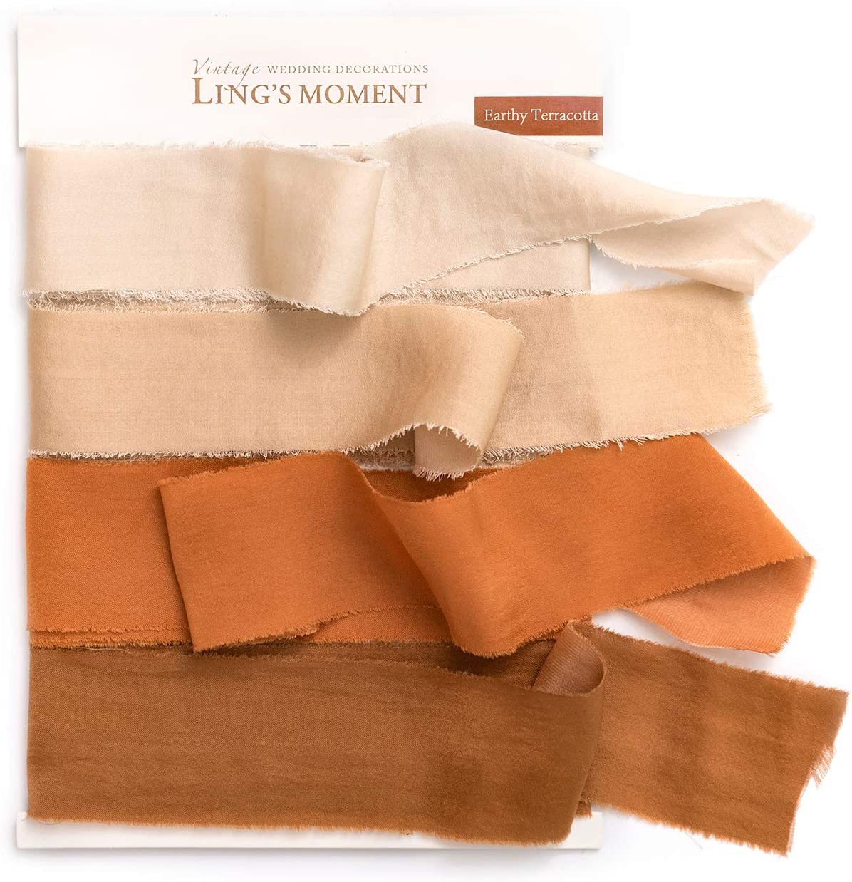 Ling’s Moments + Handmade Fringe Chiffon Ribbon, Cozy Terracotta