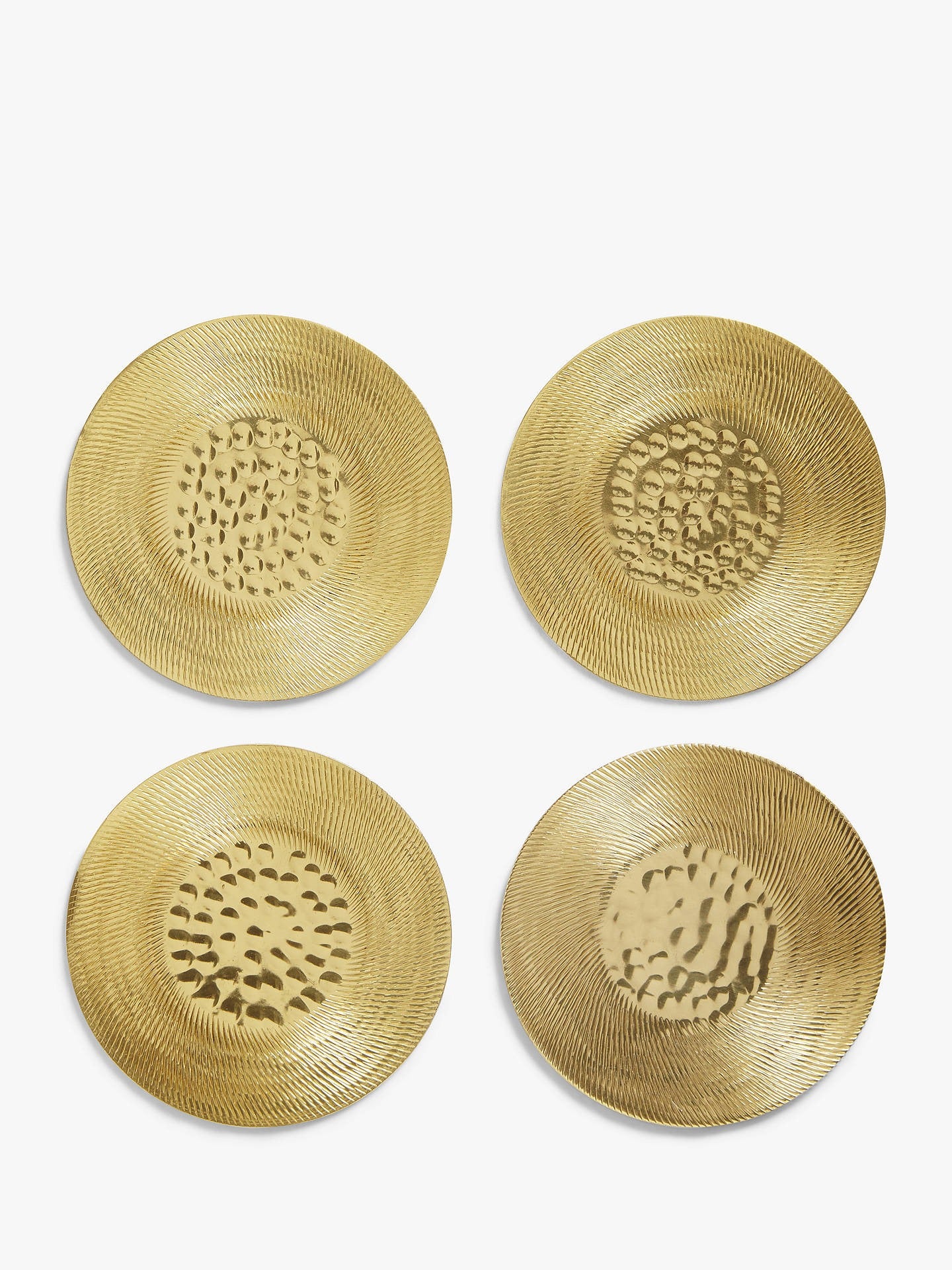 John Lewis & Partners + Round Hammered Metal Coasters, Set of 4, Gold