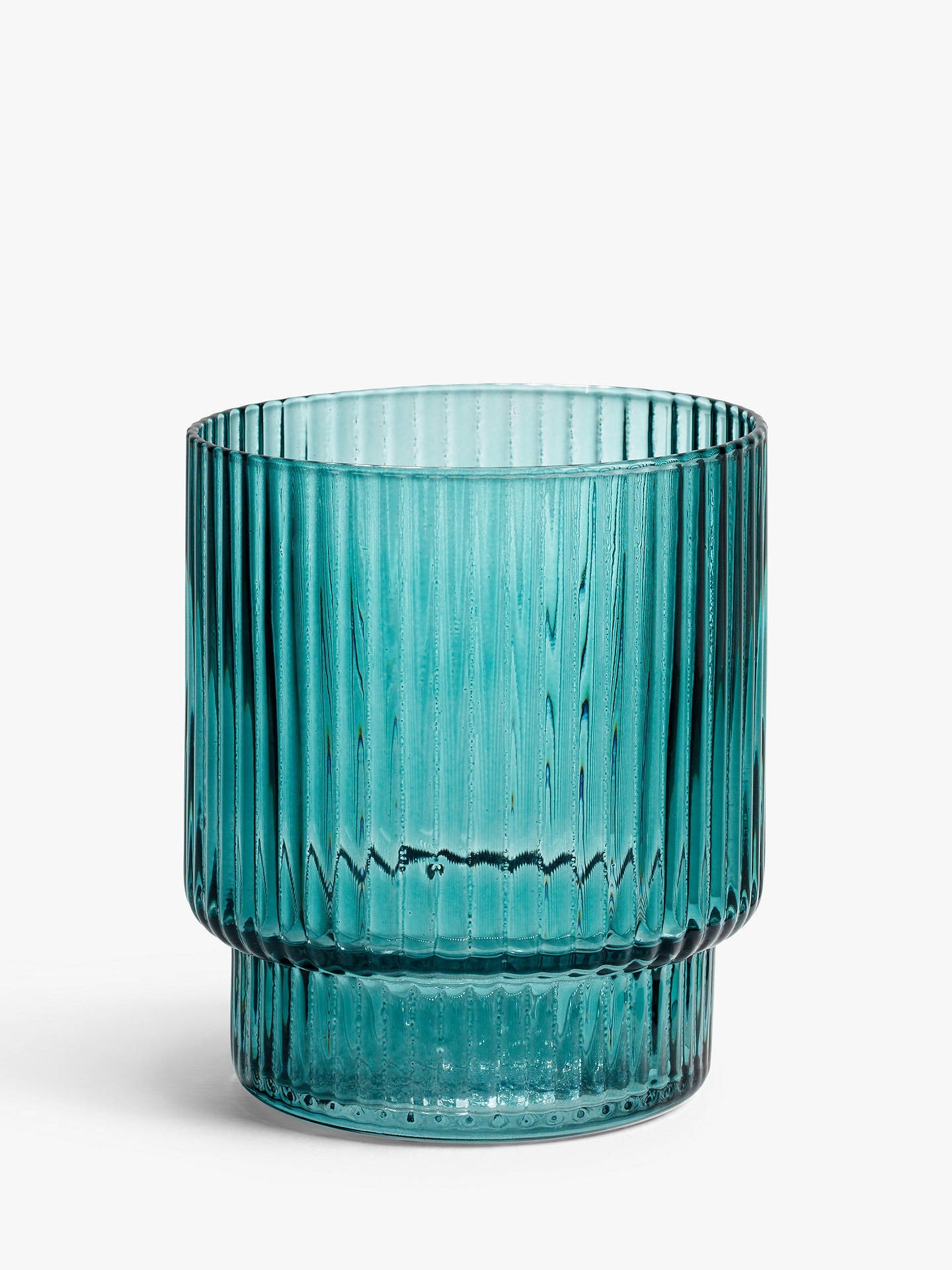 John Lewis & Partners + Ribbed Glass Tumblers, 350ml, Mallard Green