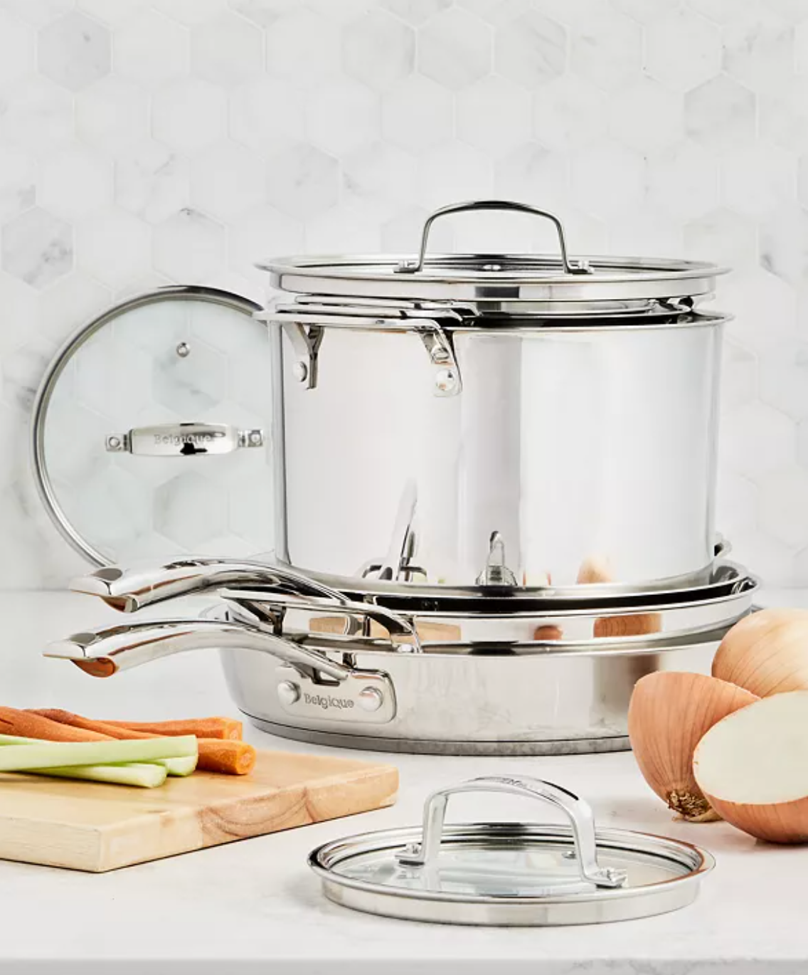 Belgique + Stackable 10Pc. Stainless Steel Cookware Set