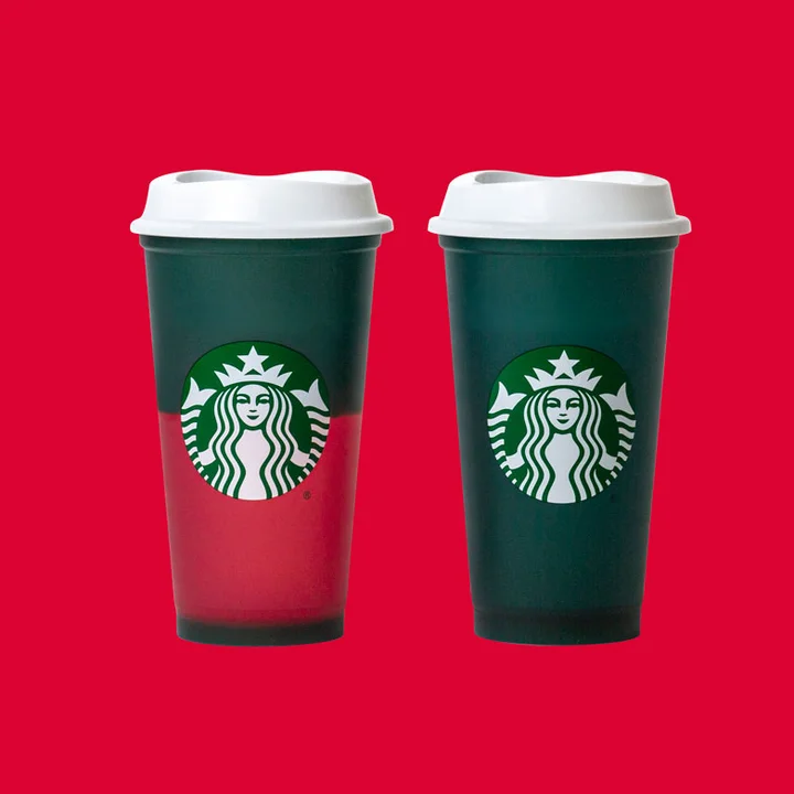 Starbucks Plastic Holiday 2021 Limited Color Changing Reusable Hot Cups  with Lids - Set of 6