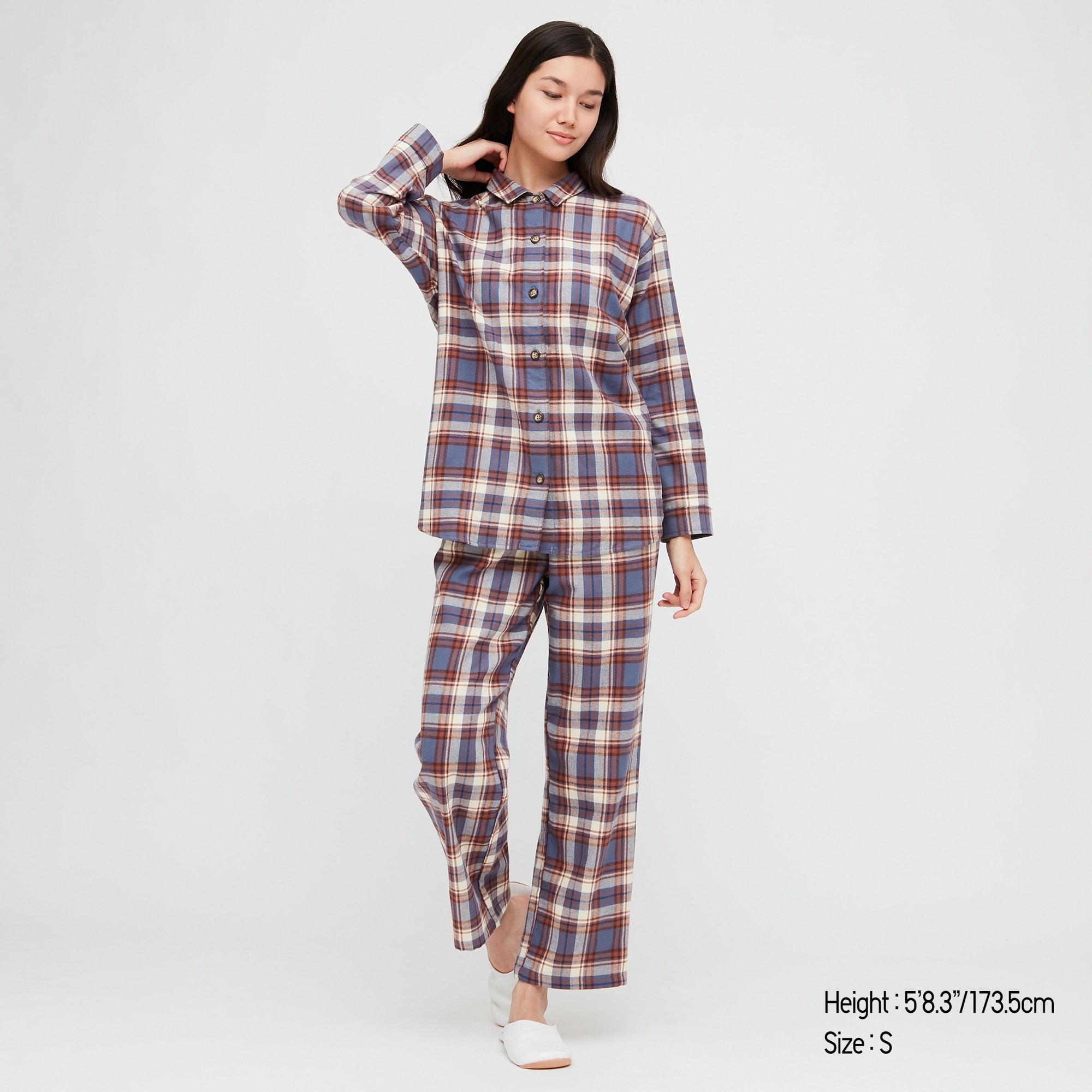 Uniqlo + WOMEN FLANNEL LONGSLEEVE PAJAMAS