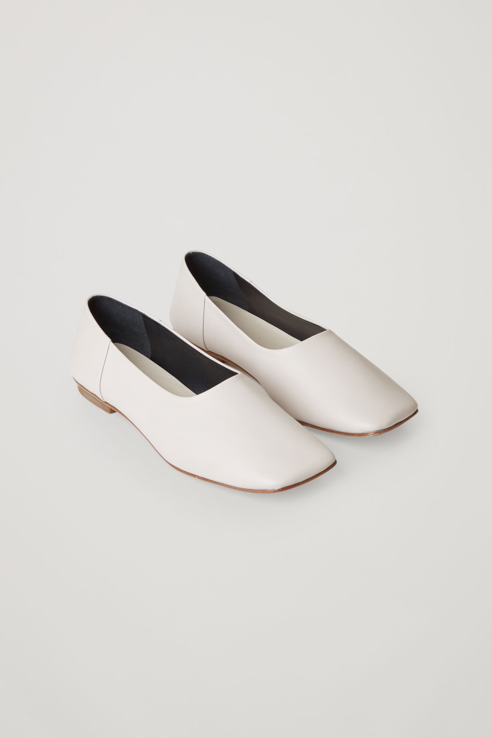 COS SQUARE TOE LEATHER BALLERINA SHOES | eclipseseal.com