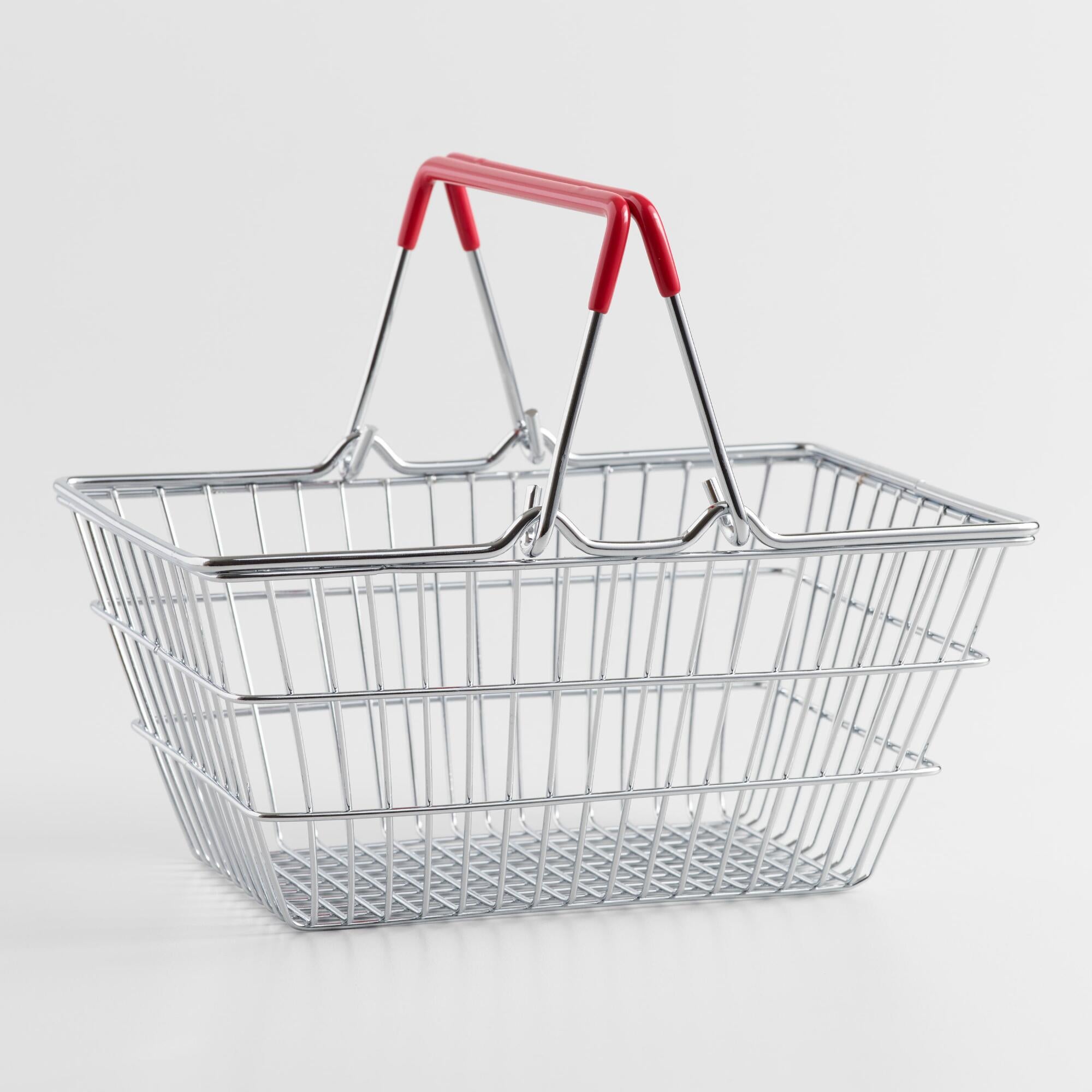 Cost Plus World Market + Mini Metal Shopping Basket Tabletop Decor