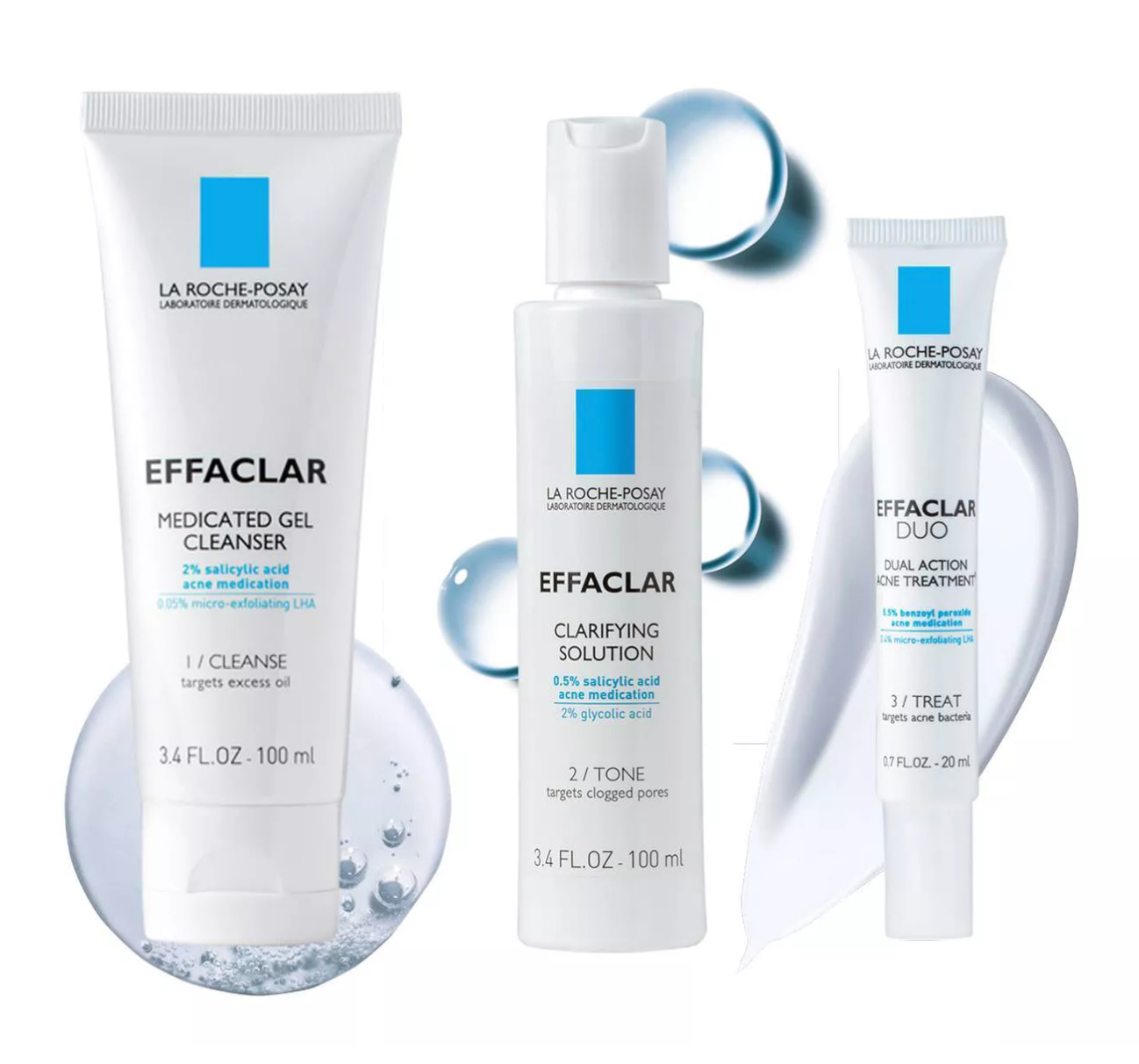 La RochePosay + Effaclar Dermatological 3Step Acne Treatment System