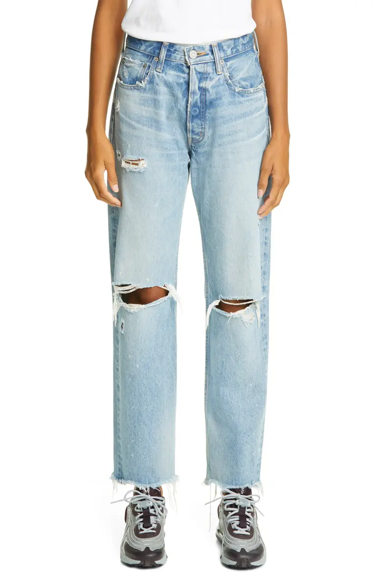 Moussy Vintage + Odessa Ripped Straight Leg Jeans