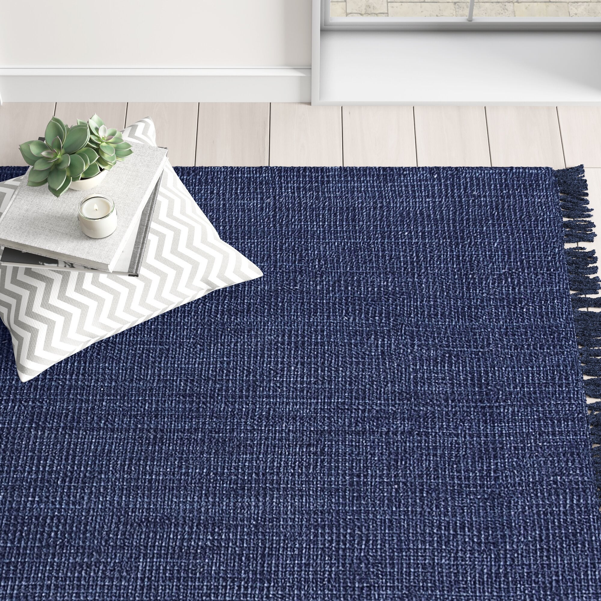 Joss & Main + Charleigh Handmade Tufted Jute Navy Blue Area Rug