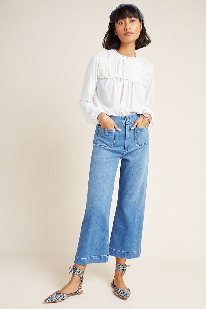 Pilcro and the Letterpress + Ultra High-Rise Cropped Wide-Leg Jeans