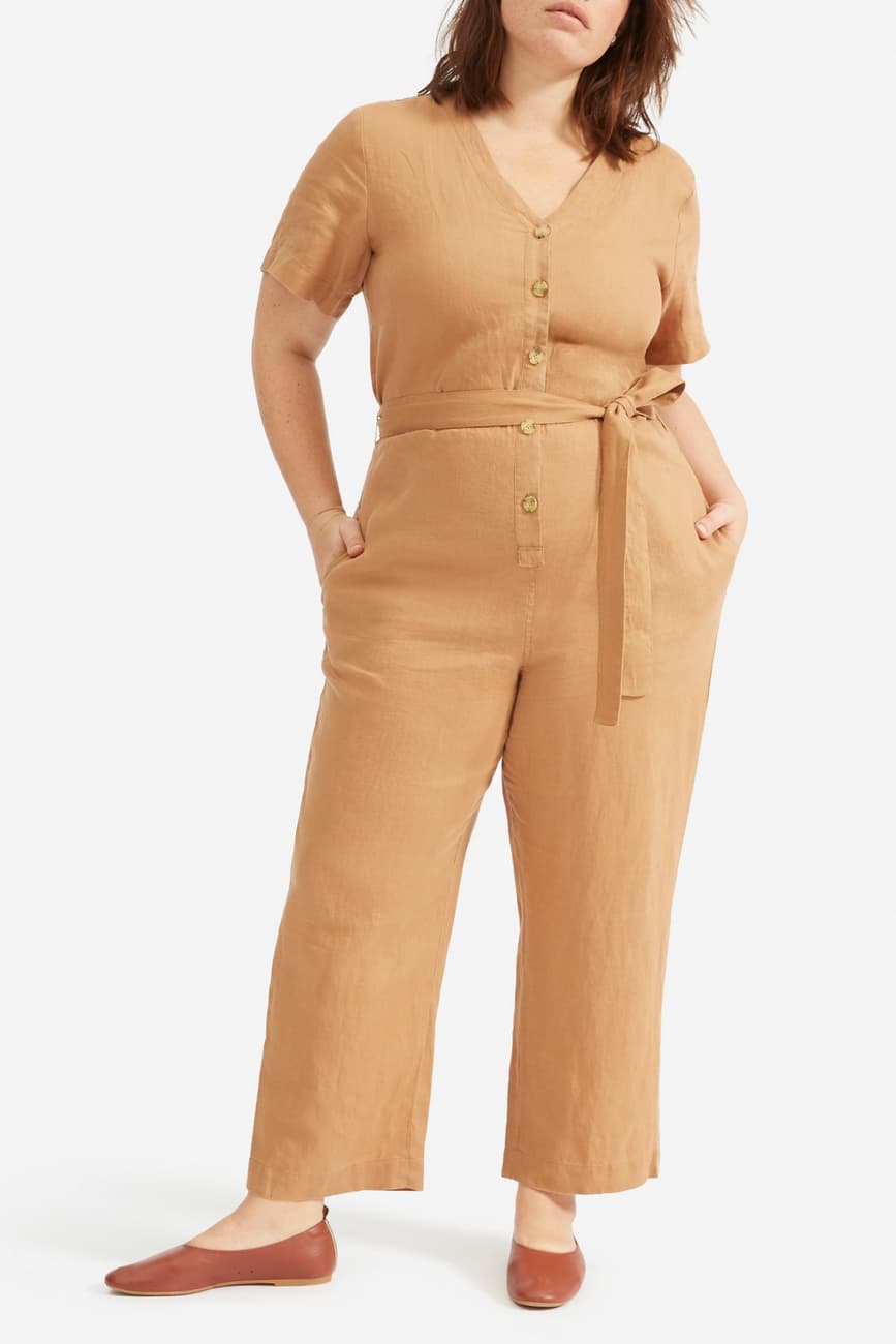 Everlane + The Linen Short Sleeve Jumpsuit