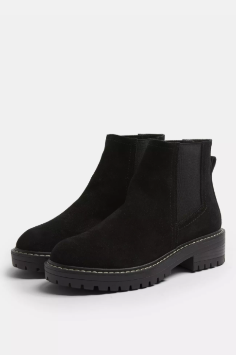 Topshop + Black Suede Chelsea Boots