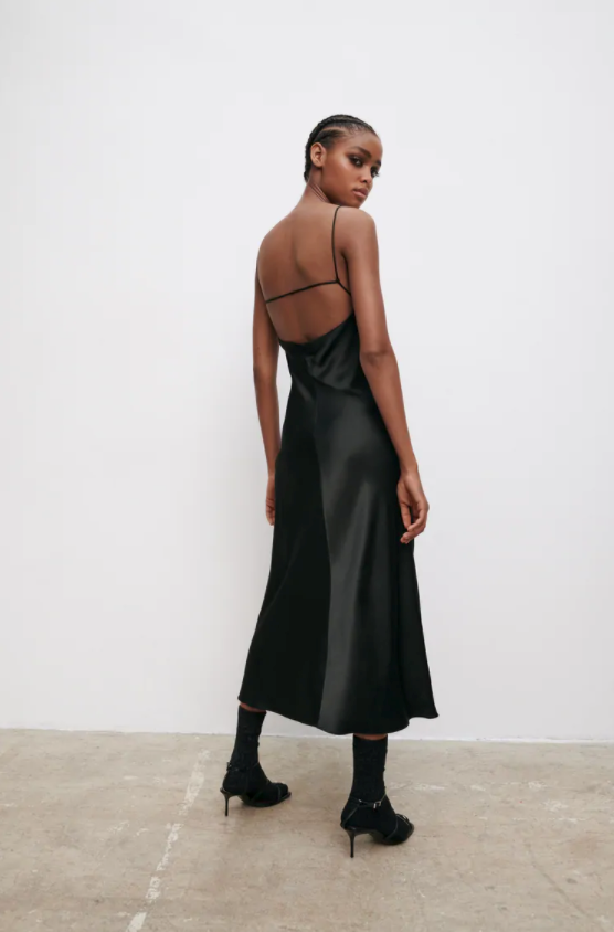 Maxi Dress Zara Backless Dress Zara Black Satin Dress ZARA Black