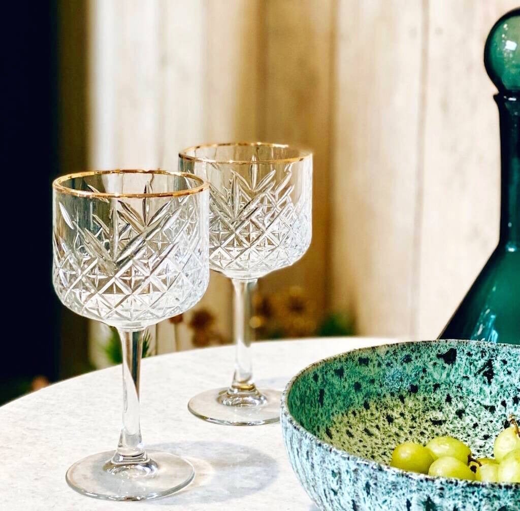 the forest & co + Set Of Two Gold Rimmed Cocktail Glasses