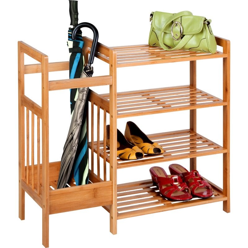 Dotted Line + Bamboo Entryway 8 Pair Shoe Rack