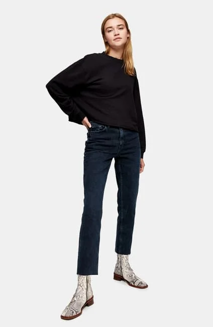 Topshop straight leg 2024 jeans raw hem
