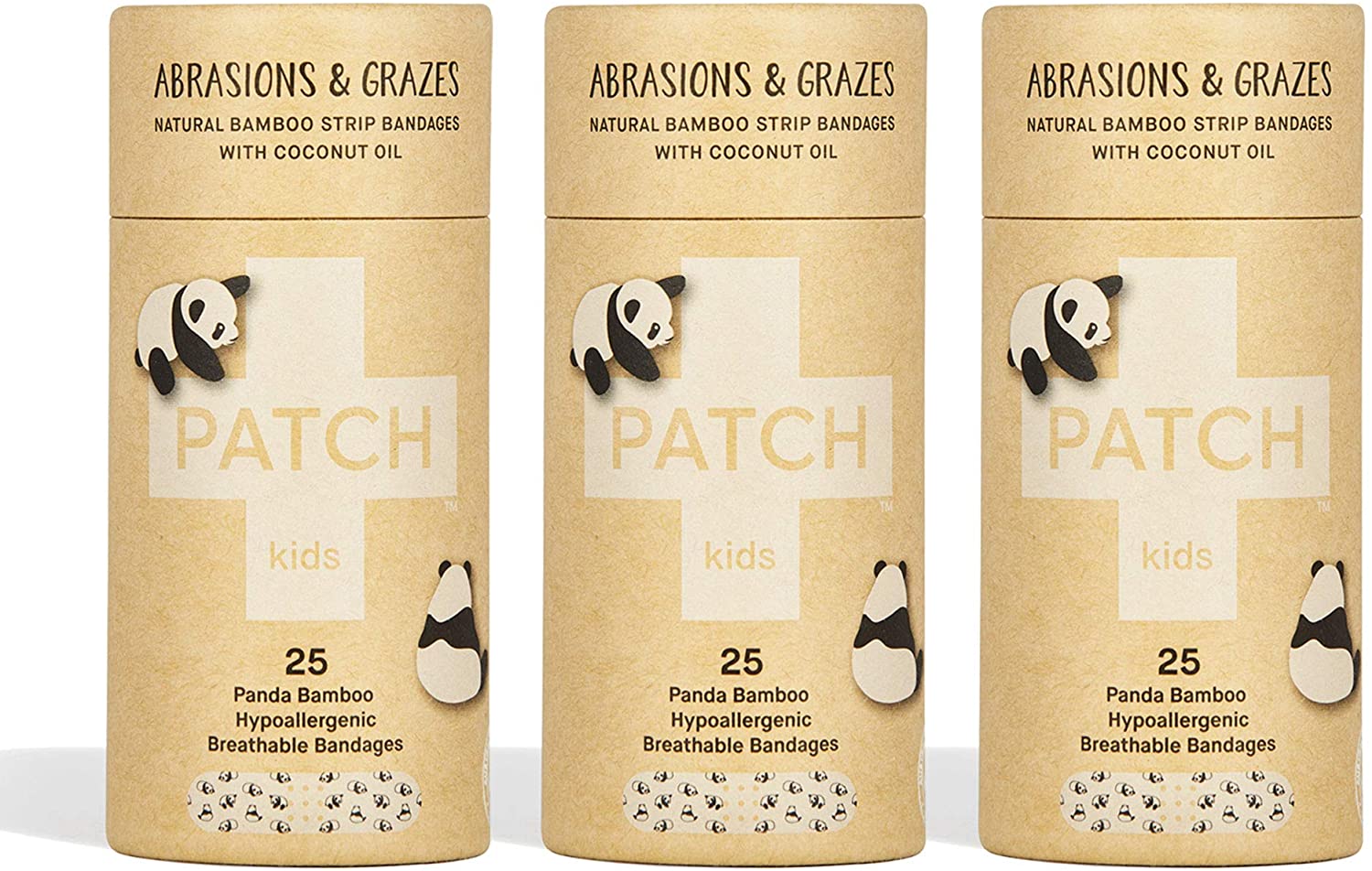 Patch Kids Adhesive Strips With Coconut Oil, Panda Design, 25 Count, 3  Packs, 75 Total : Target