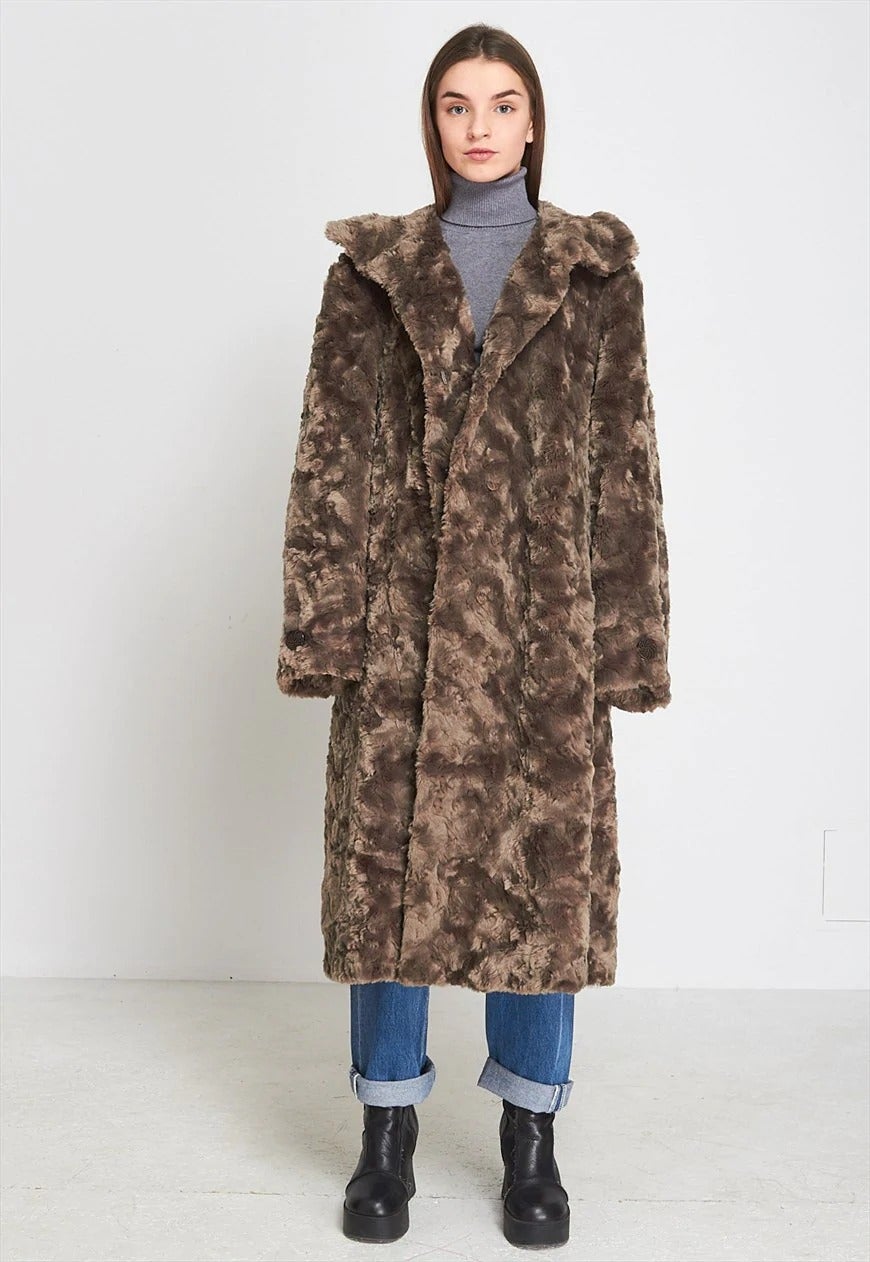 ASOS Marketplace + Vintage Grey TEDDY Faux Fur Coat