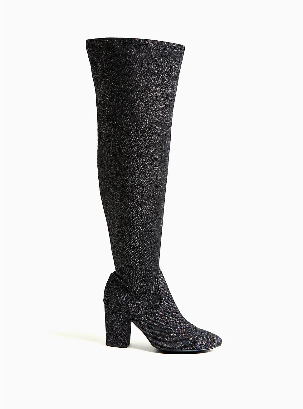 Torrid + Black Stretch Shimmer Pointed Toe Over The Knee Boot