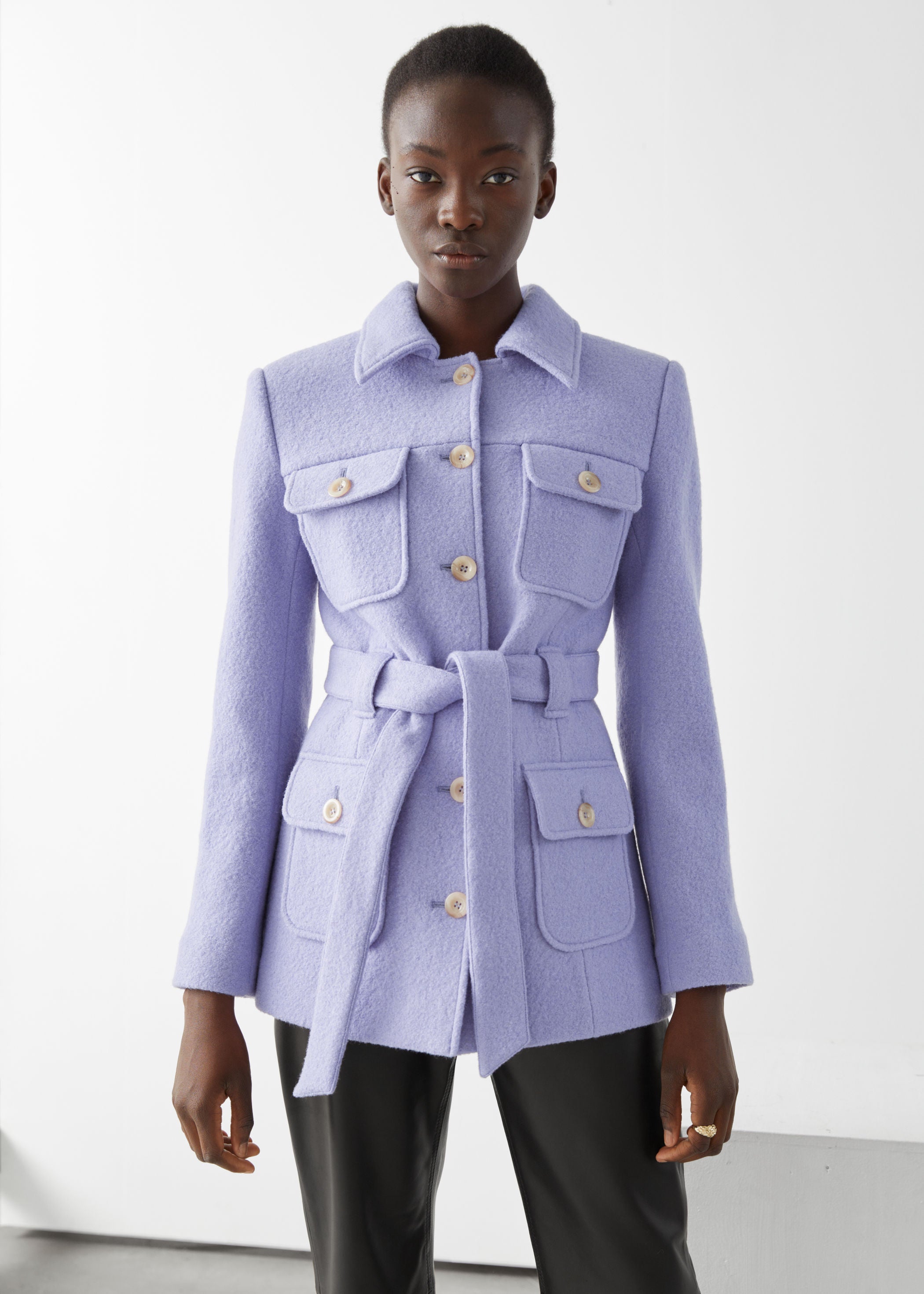 Wool button up jacket discount