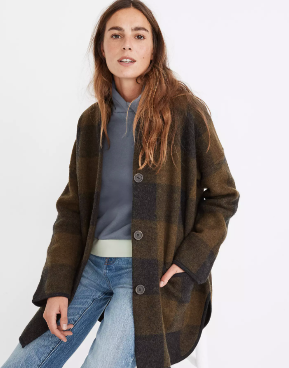 Buffalo plaid sweater sales coat