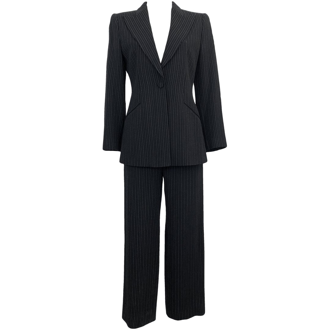 Giorgio Armani + Black Pinstripe Suit