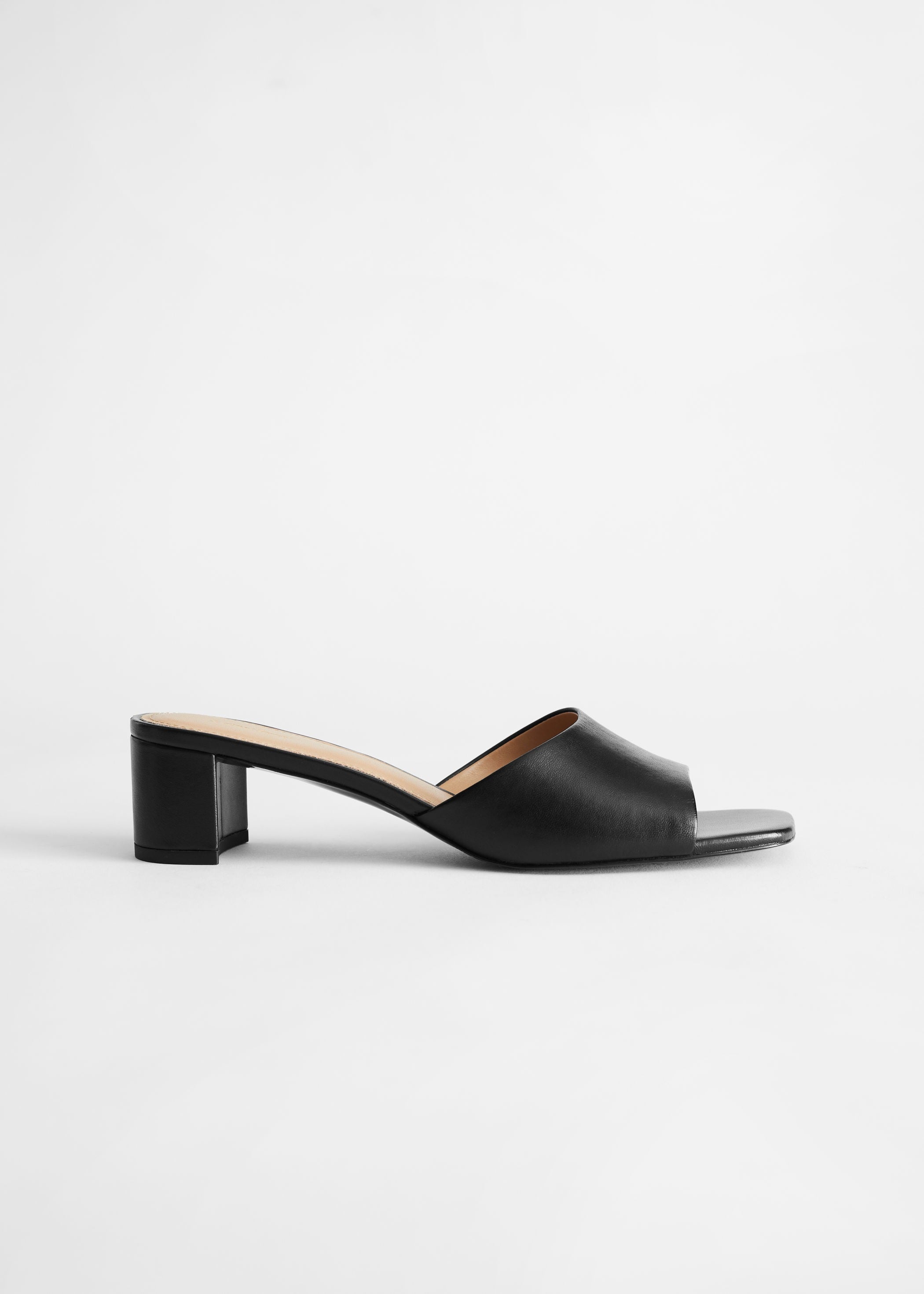 & Other Stories + Heeled Leather Square Toe Sandal