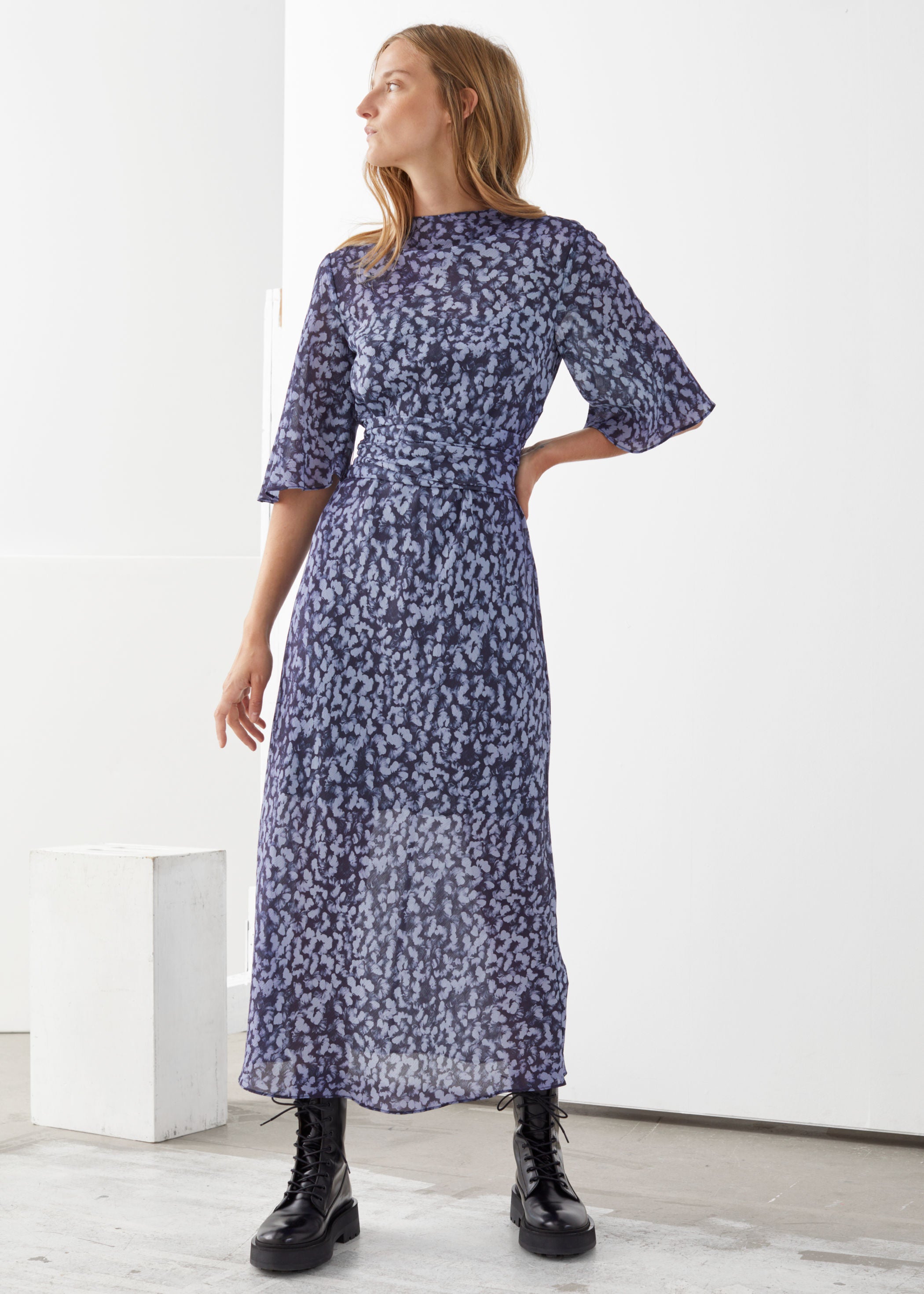 & Other Stories + Belted Midi Print Dress