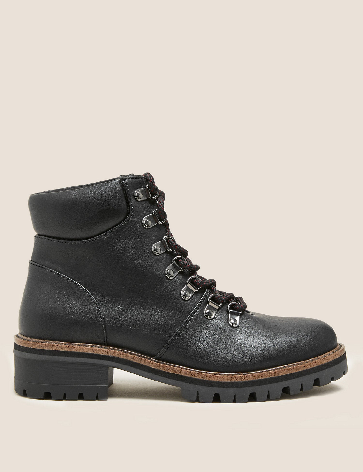 hiker block heel ankle boots