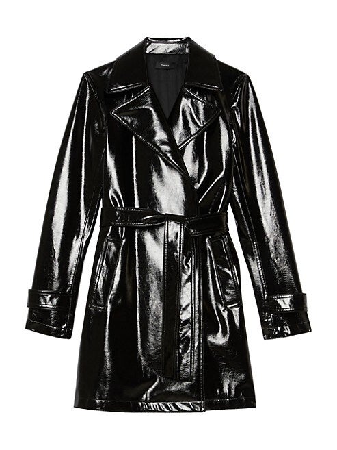 Theory + Oaklane Short Faux Patent Leather Trench Coat