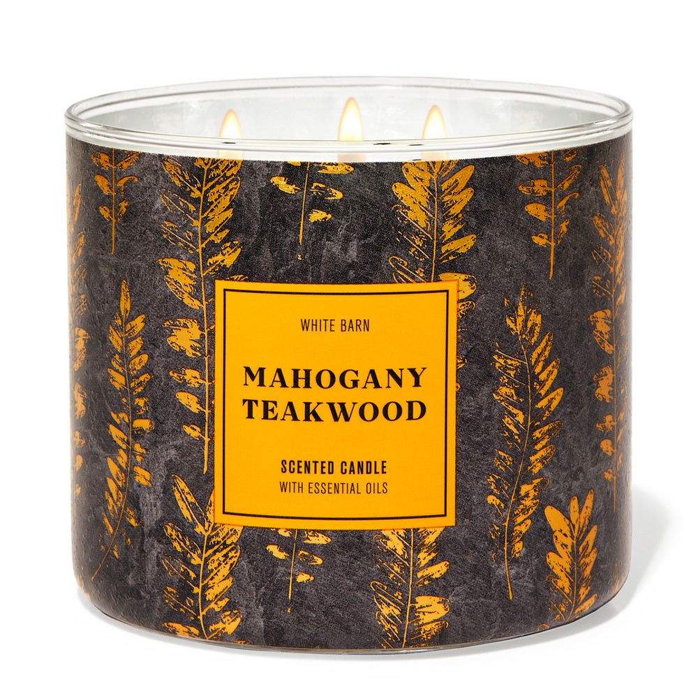 Mahogany Teakwood 3-Wick Candle - White Barn