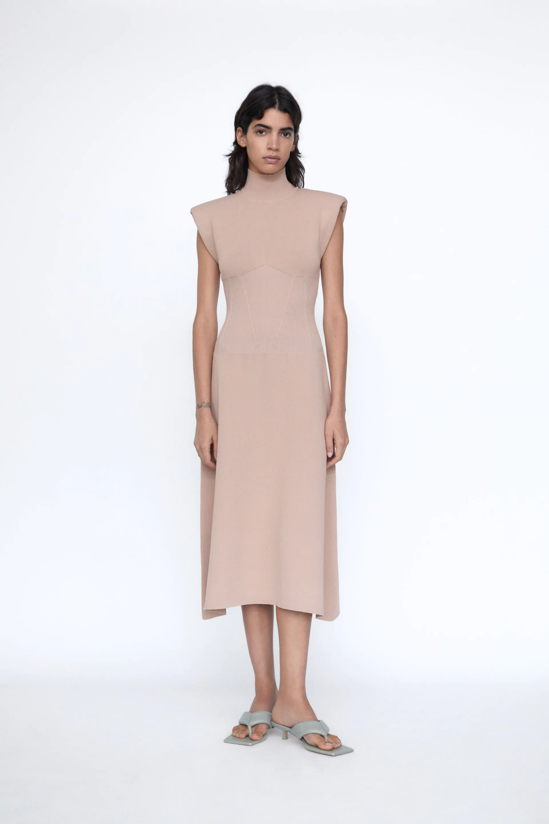 Zara + Shoulder Pad Knit Dress