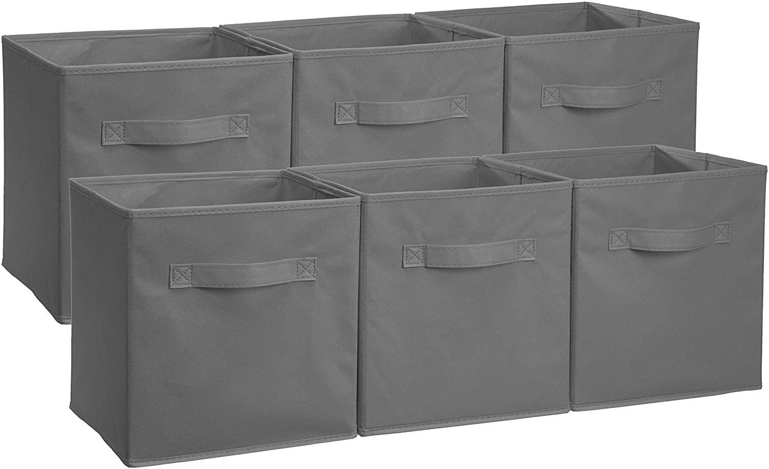 Dark Grey Foldable Cube Storage Bin with Handle 6 Pack 12-Inch Cube 