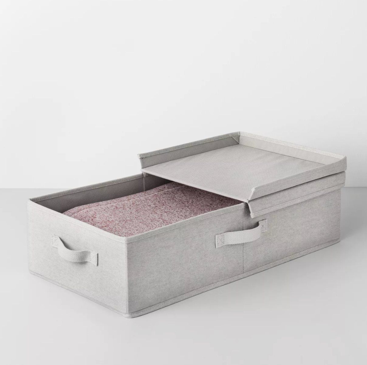 Brightland + Underbed Fabric Bin with Lid Light Gray