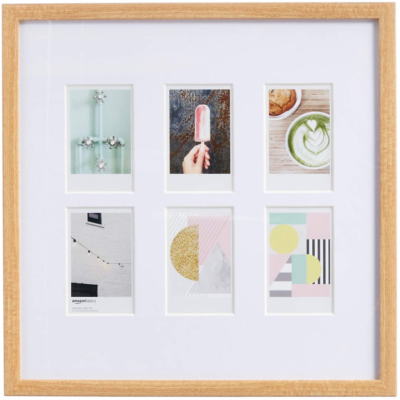 Amazon Basics + Instax Photo Frame, 6Opening 3.25″x2″, Natural