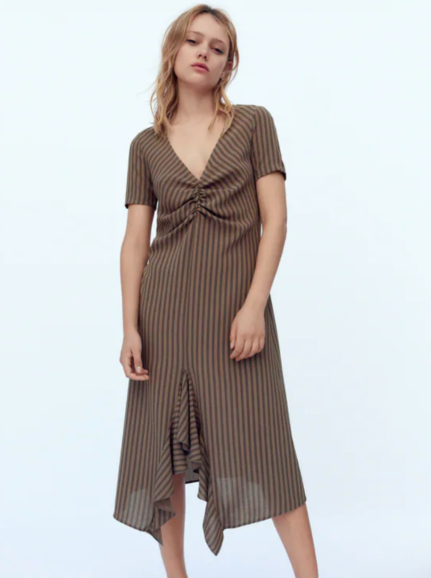 Zara + Ruffled Ruched Dress