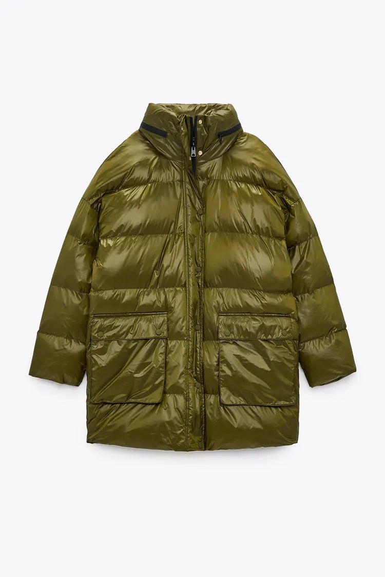 Zara + Puffer Coat With Patch Pockets